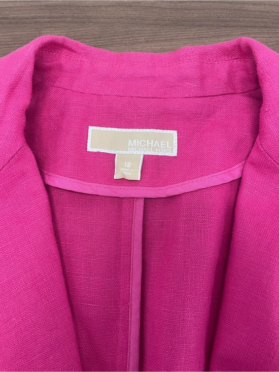MICHAEL Michael Kors Jackets & Blazers - Michael Kors Women’s Fuchsia 3/4 Sleeve Linen Boyfriend Blazer Jacket size 12